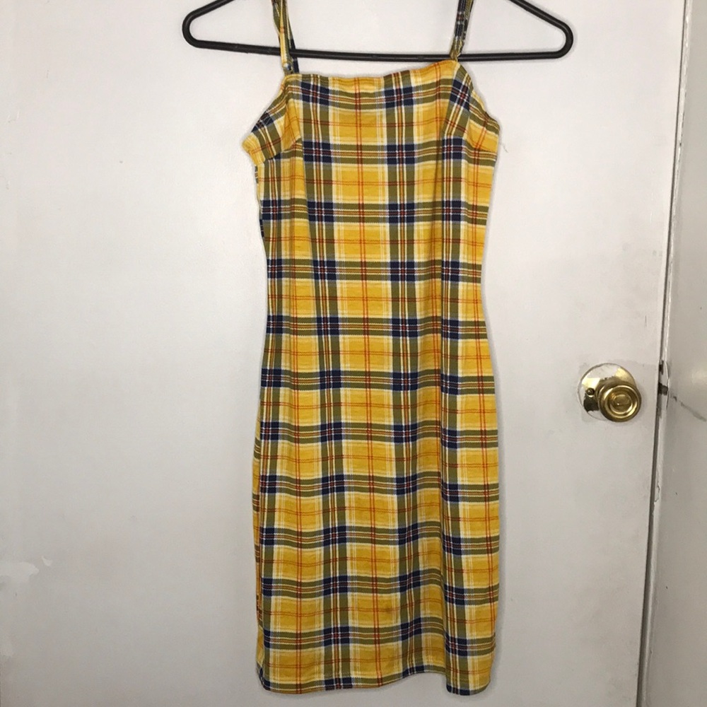 Plaid String Strap Mini dress